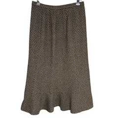 Z1474 Leilian レリアン ニット スカート タイト フレア チェック柄 ウール ブラウン カーキ レディース 11