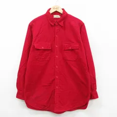 L/古着 エルエルビーン LLBEAN 長袖 ヘビー フランネル シャツ メンズ 80s ロング丈 コットン 赤 レッド 25oct09 中古 トップス