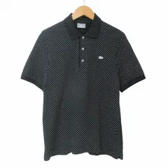 ラコステ LACOSTE ポロシャツ 半袖 ドット 水玉 銀ワニ 4 日本サイズL相当 黒 白 X