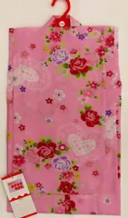 浴衣　子供　110サイズ　子供ゆかた　女の子　ピンク地　花柄　薔薇