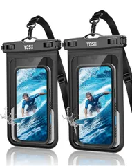 ★YOSH スマホ防水ケース 大きめ 大容量 ケースのまま カード収納口あり 首かけ タッチ操作 顔認証 IPX8認定 お風呂用 水中 撮影 海釣り シュノーケリング