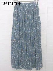 ◇ Lace Ladies ウエストゴム　花柄　プリント　 ロング プリーツ スカート サイズF ネイビー　マルチ レディース  【中古】 【1108030003707】