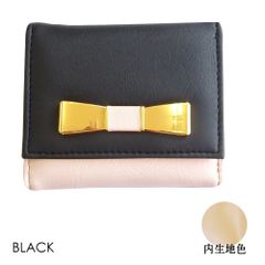 ミニミニ　リボン プチ 折財布　レディース 三つ折 ミニ財布