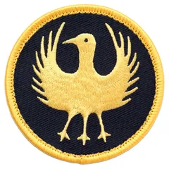 ワッペン 八咫烏（ヤタガラス） マジックテープ（ベルクロ）着脱式 ミリタリー サバゲー 刺繍パッチ 直径7cm 正面