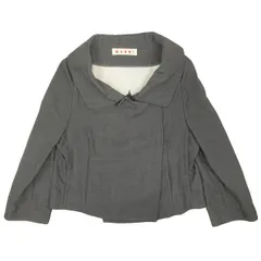 美品 マルニ MARNI ビックカラー ショート ジャケット ブルゾン スプリング コート アウター ウール リネン裏地 サイズ38 グレー レディース/のサムネイル