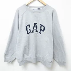 XL/古着 ギャップ GAP 長袖 スウェット メンズ 00s ビッグロゴ 刺繍 ラグラン クルーネック グレー 霜降り 25feb22 中古 スエット トレーナ