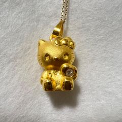 ハローキティ　キティちゃん  25周年記念　純金　ネックレス　ゴールド　ダイヤモンド k18