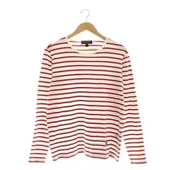 バーバリー ロンドン BURBERRY LONDON ボーダー柄カットソー Tシャツ 長袖 ワッペン M ワインレッド 白 ホワイト /ES ■OS ■ADのサムネイル