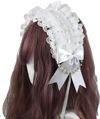 FUPUTWO カチューシャ ヘッドドレス ロリータ メイド コスプレ レディース リボン 萌え( ホワイト)