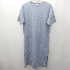 ◇ ⊂ LOWRYS FARM ローリーズファーム コットン素材 半袖 ロング 無地ワンピース サイズF ブルー系 レディース E  【1505290016629】