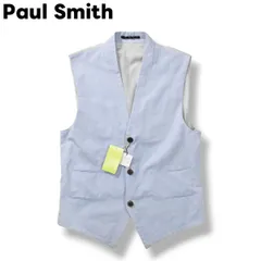 【タグ付き】  ポールスミス Paul Smith メッシュ切り替え コットン ジレ ベスト  L サックスブルー メンズ