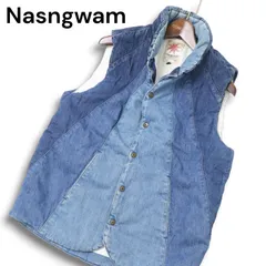 Nasngwam ナスングワム 秋冬 【Sunlight Vest サンライトベスト】 パッチワーク 中綿 デニム ベスト Sz.M メンズ 日本製