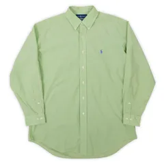 ポロラルフローレン POLO RALPH LAUREN 90's 90年代 ボタンダウンシャツ BD YARMOUTH 定番 ワンポイント ヴィンテージ アメリカ古着 メンズ シャツ ライトグリーン ギンガムチェック柄 16 1/2 L相当【中古】