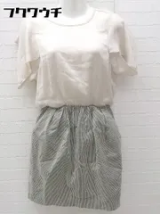 ◇ KBF ケービーエフ URBAN RESEARCH 切替 ストライプ 半袖 膝丈 ワンピース サイズOne ベージュ グリーン系 レディース 【中古】 【1002800668847】