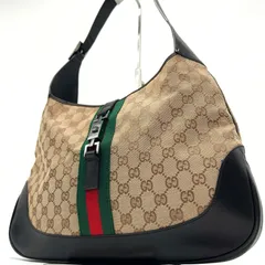 再入荷 ◎ 極美品 GUCCI グッチ ジャッキー ミディアム ショルダーバッグ シェリーライン 肩掛け GG シルバー金具 キャンバス レザー ブラウン 茶色 メンズ レディース ユニセックス