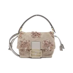 フェンディ FENDI マンマバケット ハンドバッグ スエード ベージュ FENDI フェンディ FF金具 マンマバケット スエード レザー ショルダー