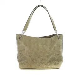トリーバーチ TORY BURCH トートバッグ ハンド レザー パンチング ロゴ シルバー金具 ベージュ ■GY07 /MQ