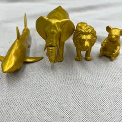 ゴールデンフィギュア　4体セット　サメ　ゾウ　コアラ　ライオン　置物　ゴールド　動物