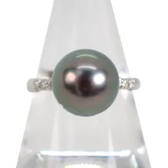 美品 ブラックパール 黒蝶真珠 12.3mm ダイヤ0.48ct Pt900 リング 指輪 14号 0011ジュエリー レディース