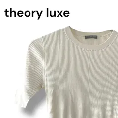 theory luxe セオリーリュクス オフホワイト リブニット 半袖 クルーネック コットン100% 日本製 038 Mサイズ相当 レディース エレガント シンプル 0000584OC
