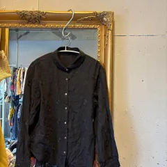 @ 丸襟 黒 刺繍 総柄 ブラウス シャツ トップス 長袖 お呼ばれ　デート　オフィスカジュアル　食事会