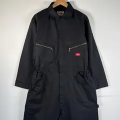 古着 90's/90年代 ディッキーズ Dickies 長袖つなぎ オールインワン ワーク 作業着 ジャンプスーツ ワンポイントロゴ L REG 42/44  ブラック メンズ