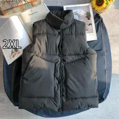 [2XL] メンズ ファッション 服 男性用 オシャレ シンプル 大人 かっこいい 大きいサイズ ストリート 紳士服 スタンドカラー 綿 ベスト 男児 服 ジャケット 秋冬 無地 チョッキ 暖かい 韓国スタイル アウターベスト