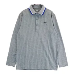 サイズ：M PUMA GOLF プーマゴルフ  長袖ポロシャツ ストライプ柄 グレー系 [240101525833] ゴルフウェア メンズ ストスト