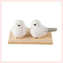 陶器製　シマエナガ　ペア置物　◎2個目～大幅値引き対象商品　※飾り,民芸品,工芸品,おみやげ,インテリア,定番,ギフト,プレゼント,可愛い,かわいい,日本,伝統,和室,風情,レトロモダン,まとめ買い鳥
