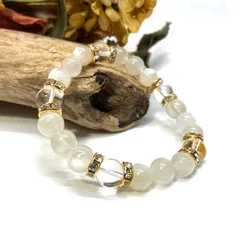 ムーンストーン パワーストーン ブレスレット 天然石ブレス （シルバー）8mm レディース 女性  数珠ブレス 開運 プレゼント ギフト  [4] 