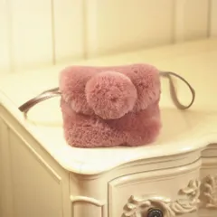 ☆ パープル ☆ バック ショルダー キッズ もこもこ mmpct823b キッズ ショルダーバッグ 女の子 斜め掛け バッグ フェイクファー ショルダーバック かわいい ポシェット おしゃれ ふわふわ ファーポシェット 可愛い ボンボン 子供用 子ども用
