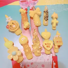 22 平成女児　ギャルネイル　 スマイル　コギャル　黄色　子供　つけ爪　y2k 量産　ラメ　豹柄