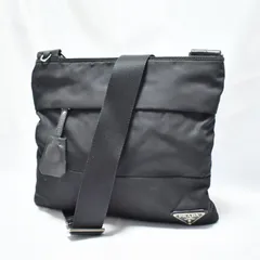 PRADA プラダ TESSUTO ショルダーバッグ 斜め掛け ナイロン レザー NERO ブラック 黒 三角ロゴプレート BT0741メンズ レディース【中古】