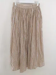 ◇ B:MING by BEAMS ストライプ ロング フレア スカート サイズM ライトブラウン オフホワイト レディース  【中古】 【1206240003200】