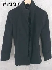 ■ ◎ INED イネド アンゴラ混 レッキスファー ベルト付 コート サイズ11 ブラック レディース  【1002801349721】