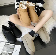 厚底ムートンブーツ 即購入OK ムートンブーツ もこもこ スノーブーツ ショートブーツ 防寒靴 撥水 防汚 防滑 保温 裏起毛 スノーシューズ ウィンターブーツ 暖かい xdbk04