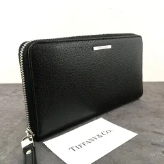 送料込み！ 極美品 Tiffany & Co. ジップウォレット ブラック ティファニーブルー 539