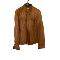 EDIFICE 山羊革ハイネックレザーブルゾン ジャケット ブラウン サイズ