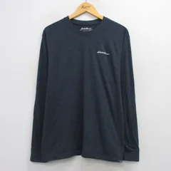 XL/古着 エディーバウアー 長袖 Tシャツ メンズ ワンポイントロゴ 大きいサイズ クルーネック 濃グレー 霜降り 25jul30 中古