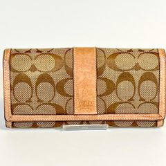 コーチ 長財布 ジッピー シグネチャー ブラウン 革皮 レザー COACH