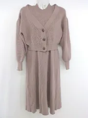 ◇ 31 Sons de mode ニット ワンピース カーディガン アンサンブル サイズ36 ピンクベージュ レディース P  【1303070009508】