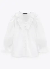 ZARA(ザラ) ポプリン 刺繡 ディテール シャツ