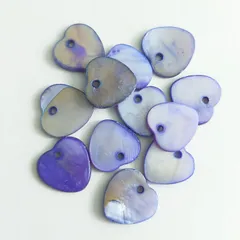 天然シェルパーツ ハート型 12個入 ネイビー [№ 103NV] 貝 海 カラフル レインボー プレート チャーム アクセサリー ハンドメイド資材 パーツ屋