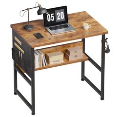 ★即日発送★YeTom 机 pcデスク 勉強机 幅80cm 作業机 収納袋付きパソコンデスク 小さい ワークデスク モニターアーム取付対応 組立簡単 ビンテージ