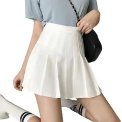 ☆ ホワイト ☆ XSサイズ ☆ スカート インナーパンツ付き kskirt002 ミニスカート プリーツ インナー付き パンツ付き インナーパンツ付き キュロットスカート プリーツスカート テニススカート ショート丈 膝上丈 ひざ上 ハイウエスト チアガール