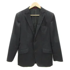 コムサメン COMME CA MEN スーツ テーラードジャケット ミドル丈 総裏地 シングルボタン ストライプ柄 M グレー 白 ホワイト /YS19