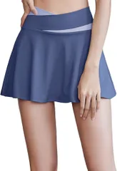 WesRiva ミニ スカート スコート ライン レディース トレーニング ウェア ボトムス 運動 テニス ゴルフ( ブルー,  M)