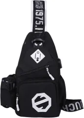 Honesty Mouth(オネスティーマウス） ワンショルダーバッグ 斜め掛け 肩掛け 多機能 ボディバッグ リュック(11:ブラック(USB有))