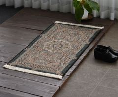 ペルシャ絨毯柄 ゴブラン織 玄関マット ブラック系 60×110cm 33-08