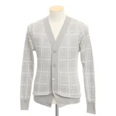 【中古】ルトロワ Letroyes ハイゲージコットン チェック ニットカーディガン グレー【サイズS】【メンズ】のサムネイル